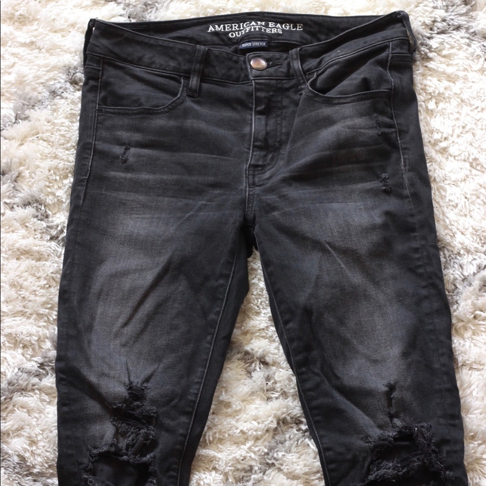 Black Distressed Skinny Jeans XLong (Extra Long)